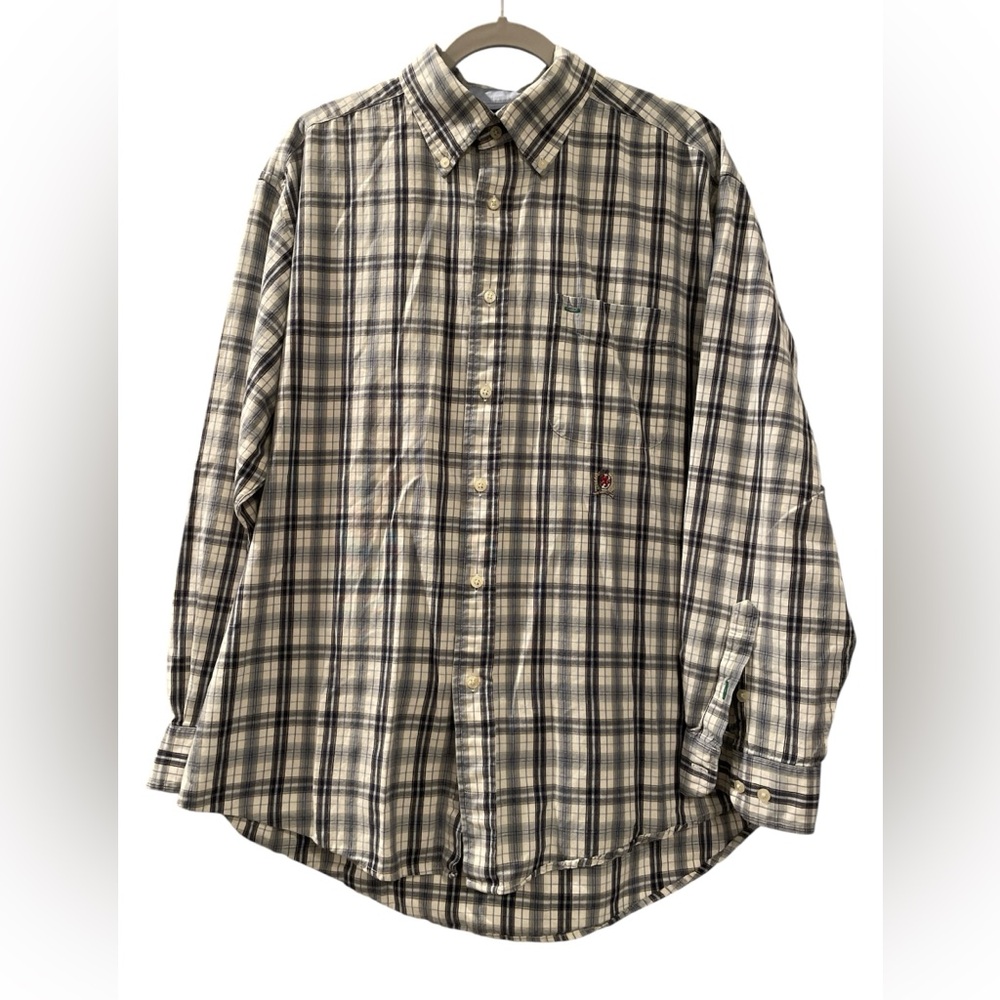 Tommy Hilfiger Men’s Large Button Down Shirt Navy/Pale Blue/White Long Sleeve